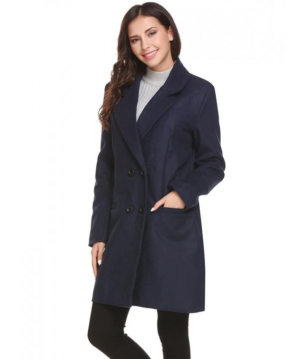 Women Winter Outdoor Wool Blended Classic Double?Breasted Pea Coat ...