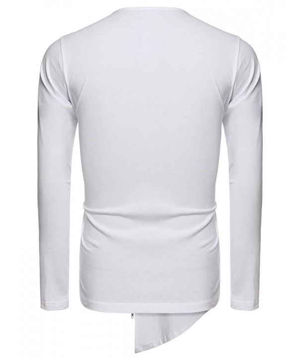 Mens Cotton Cool Crewneck Long Sleeve Slim Zipper T Shirt Street Tees ...