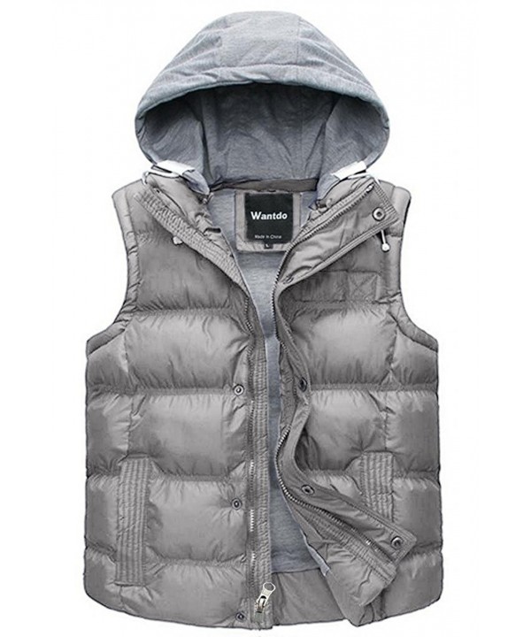 Men's Winter Puffer Vest Removable Hooded Quilted Warm Sleeveless ...