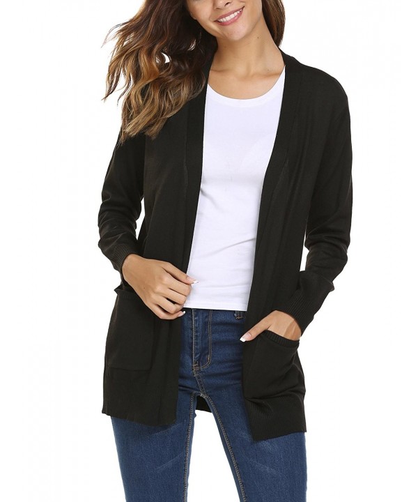 Women's Basic Open Front Knit Soft Cardigan Sweater with Pockets ...