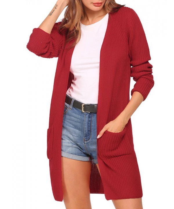 Womens Long Sleeve Casual Open Front Knit Cardigan Sweater Outwear