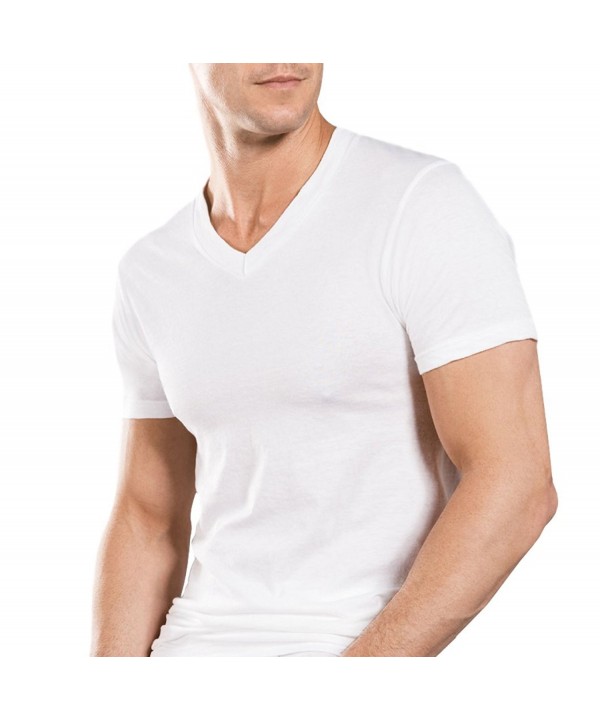 Men's Tall/Extra Tall Blended Cotton V-Neck Undershirt 4-Pack - CY1882X02Z9