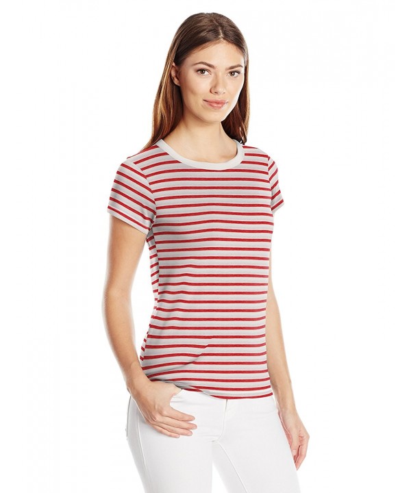 Women's Printed Ideal Short Sleeve Crewneck Tee - Red Riviera Stripe ...