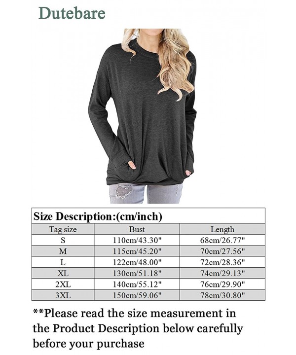Women Long Sleeve Round Neck Sweatshirt Casual Pullover Loose Tunic T ...