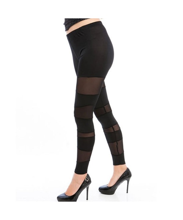 Plus Size Sexy Sheer Panels Mesh Stretchy Pants Leggings Black Cf Nyvwir