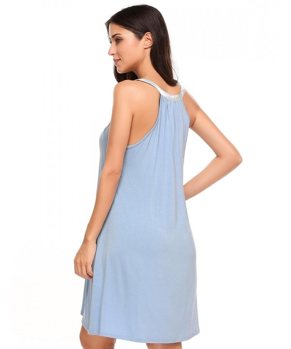 Womens Sleeveless Nightgown Sexy V-Neck Fold Side Loose Dress Sleepwear ...
