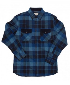 Men's Long-Sleeve Flannel Shirt With Corduroy Trimmings - Estate Blue ...