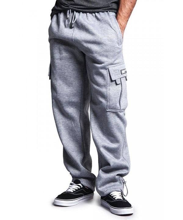 Men's Solid Fleece Cargo Pants - Grey - CT12ITFJE1F