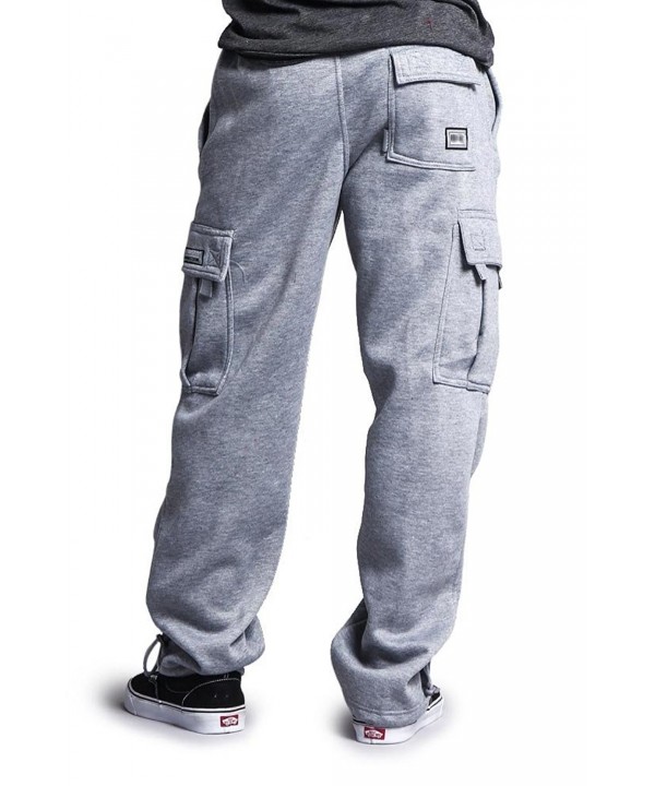 Men's Solid Fleece Cargo Pants - Grey - CT12ITFJE1F