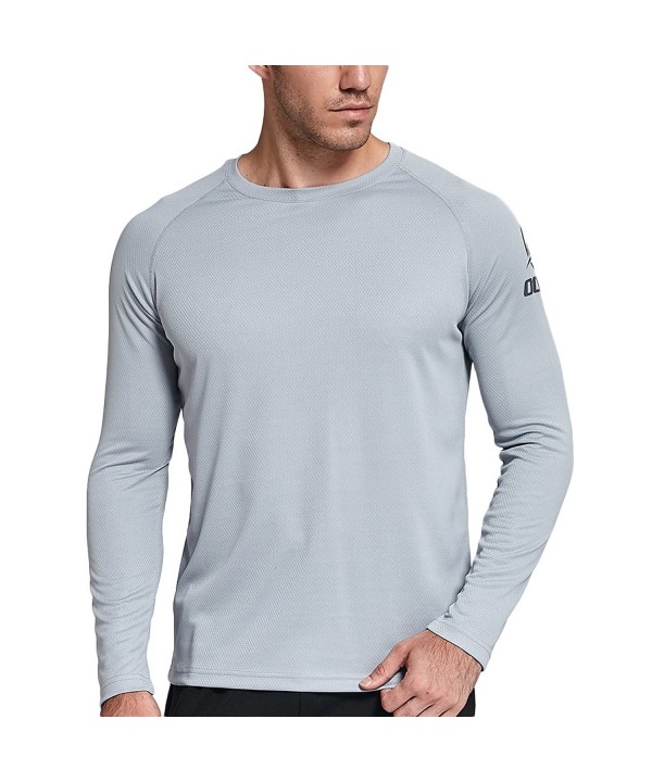 Men's UPF 50+ Long Sleeve Performance Athletic Shirts - Gray - CM18697KLY5