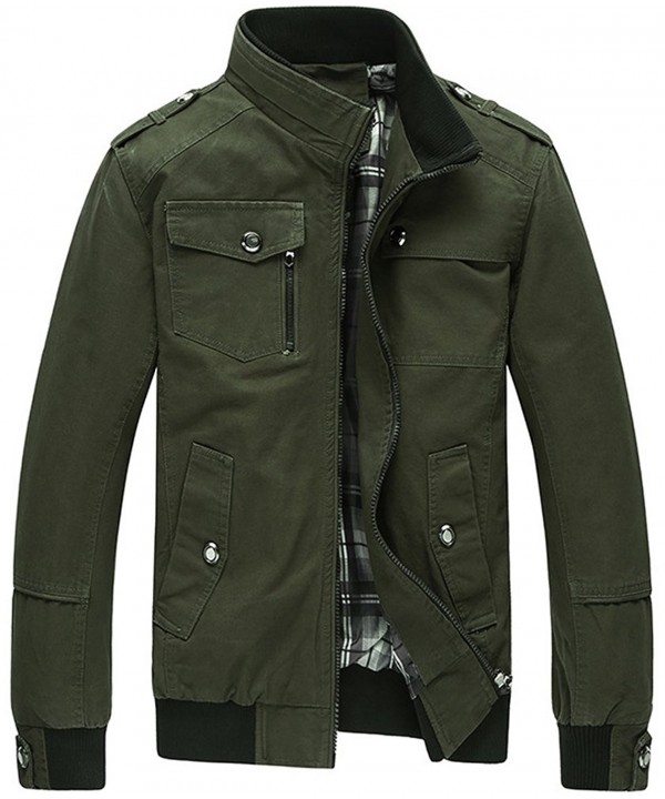 Men's Classic Bomber Jacket Outwear - Olive Green - CU184XZ4HSE