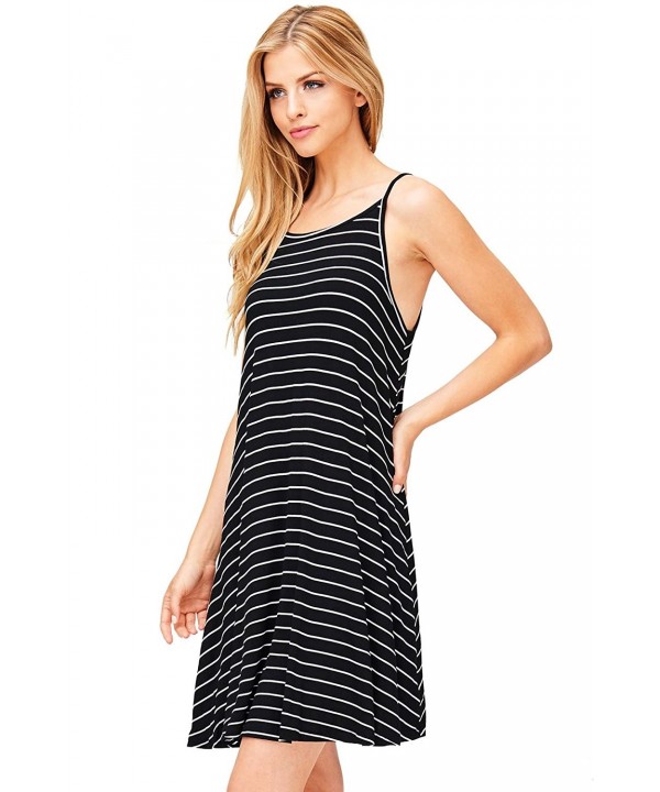 Women's Striped A Line Skater Dress - Black - CJ182DO230G