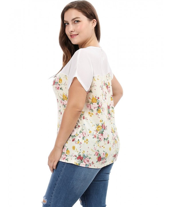 Agnes Orinda Women's Plus Size Dolman Sleeve Print Shirt Sheer Floral ...