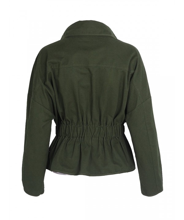 Women's Short Loose Trench Coats Jacket With Belts - Army Green ...