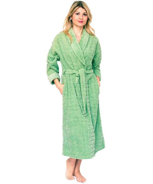 Women's Long Chenille Robe with Shawl - Olive Green - CK11VJFHAI1