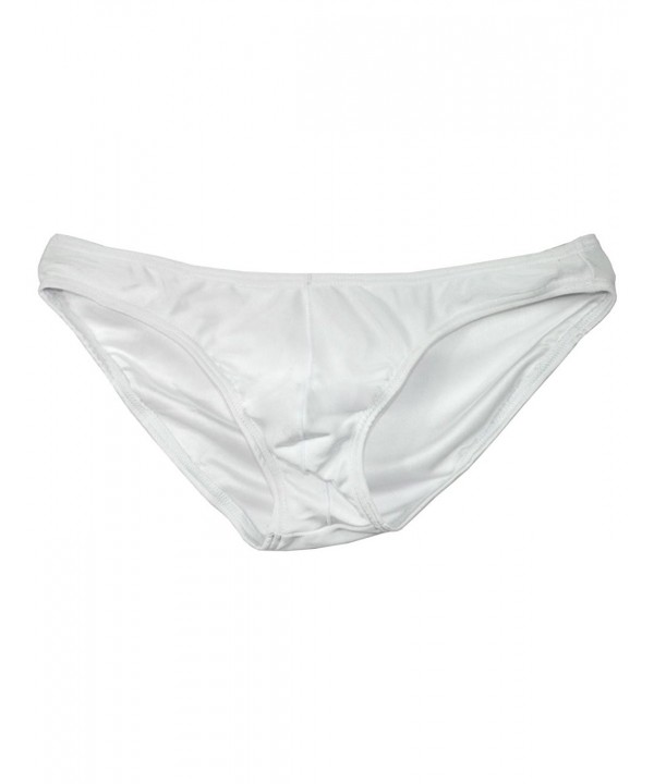 Men's U Convex Bikini Low Rise Thong Underwear Briefs - White - CZ12FZ8WVO1