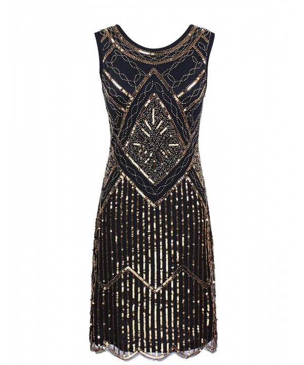 Women's 1920S Sequined Fringe Beaded Gatsby Flapper Evening Dress ...