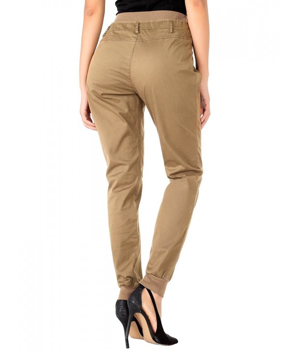 Slim Fit Womens Chino Pants Casual Twill Stretch Pant - Khaki - CD1804TN8MQ