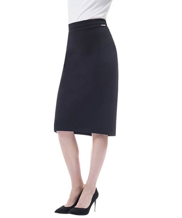 Women Elastic Waist Rayon Skirts Lady Knee Length Slip Short Skirt ...