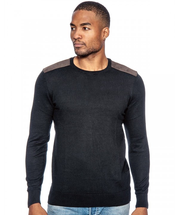 Mens Shoulder Patch Sweater - Black - C21270FVIK5