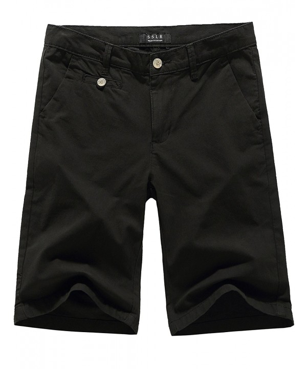 Men's Linen Feeling Classic Fit Flat Front Casual Shorts - Black ...