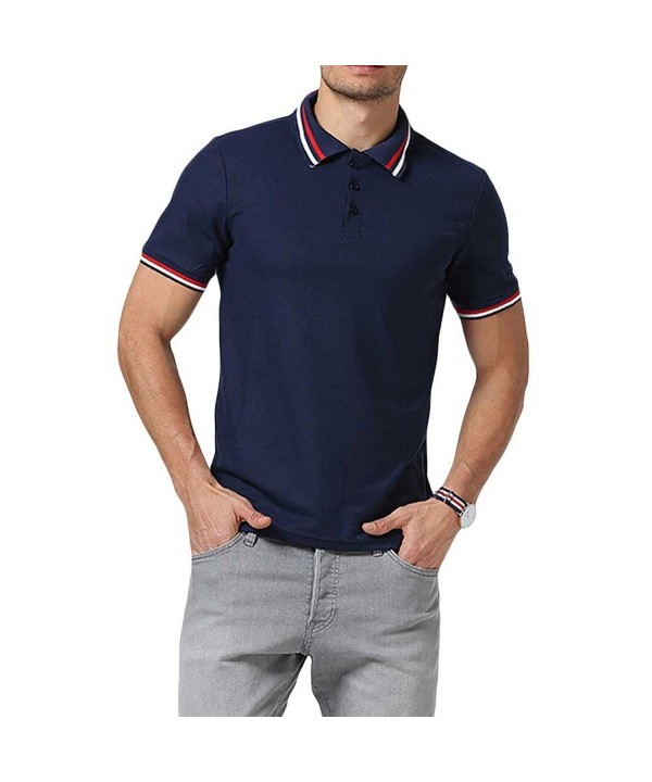 Men's Modern Fit Short Sleeve Polo Shirt - Navy Blue1 - CO180KHLAIL