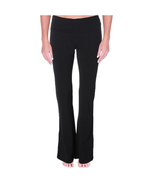 Womens Solid Fitness Yoga Pants - Black - CH12MA5E68N