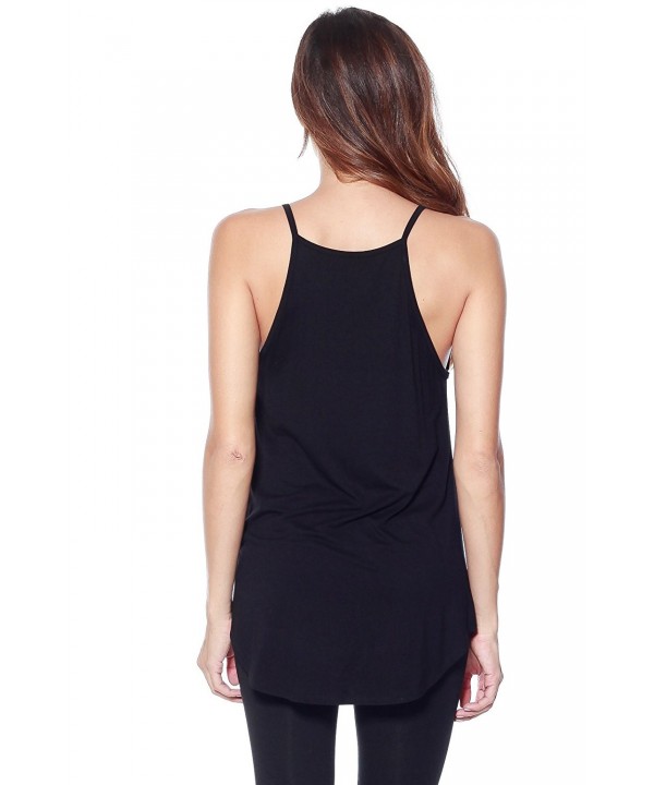 Womens Sexy Halter Loose Fitted Jersey Cami Tank Top - Black - C81272OU17F