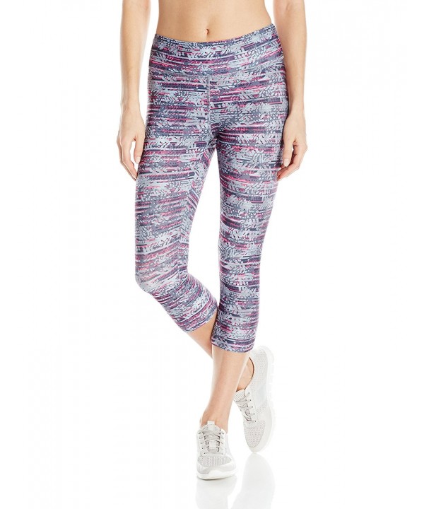 Women's Fossil Print Capri Legging - Hyper Rose - C017YKH0W7C