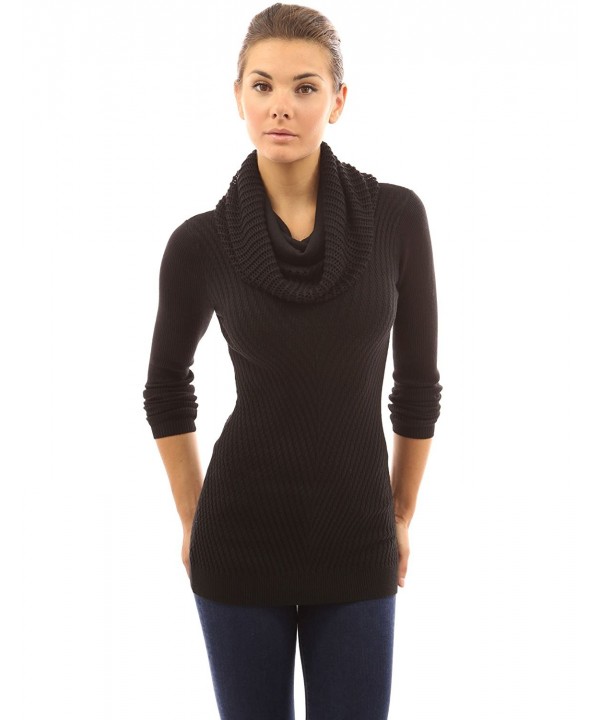 Women's Crew Neck with Infinity Scarf Sweater - Black - CN11RXT8VFT