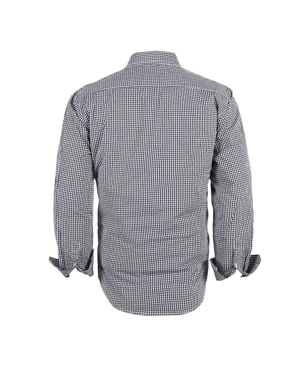 Men's 100% Cotton Plaid Long Sleeve Casual Button Down Shirt - Black ...