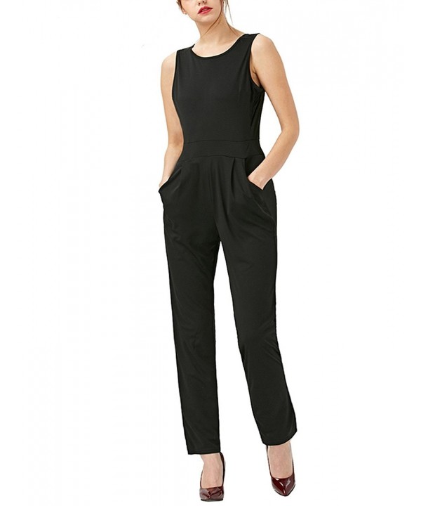 Casual Jumpsuit Sleeveless Backless - Black - C7186H9YWM5