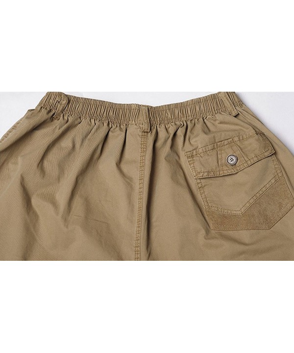 Men's Casual Elastic Waist Knee Length Pull-On Cargo Shorts - Khaki ...