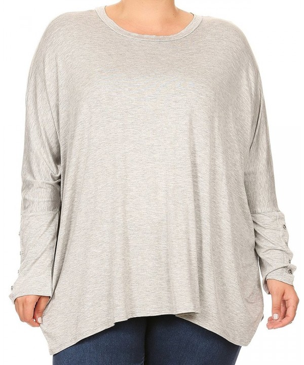 BNY Women Plus Size Long Sleeve Solid Relaxed Fit Knit Top Tee Shirt ...