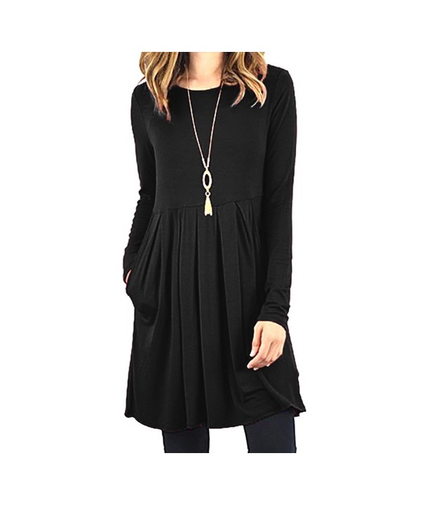 swing dress with pockets and long sleeves