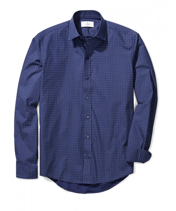 Men's Slim Fit Spread-Collar Sport Shirt Without Pocket - Navy/Blue Geo ...