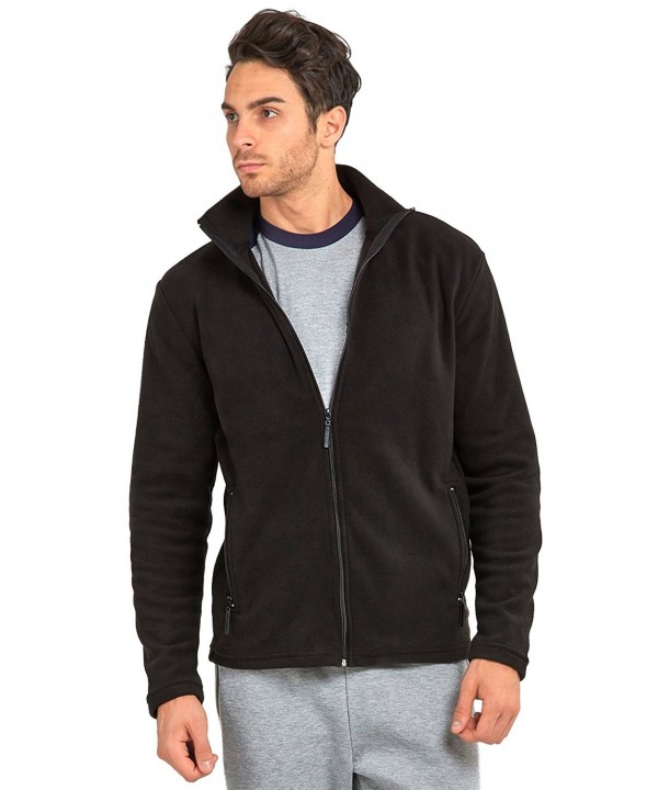 Men's Polar Fleece Zip Up Jacket - Black - CX12NB2TVAN