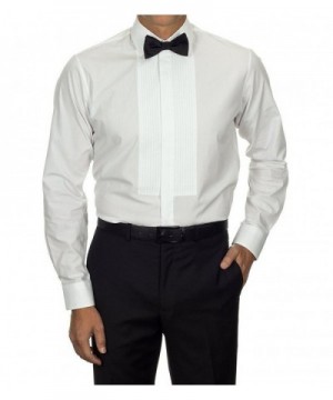 Men's Regular Fit Spread-Laydown Collar Wrinkle Free Formal Tuxedo ...