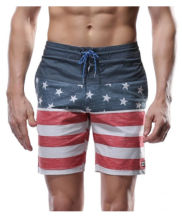 Men's USA American Flag Swim Trunks Quick Dry Beach Board Shorts ...