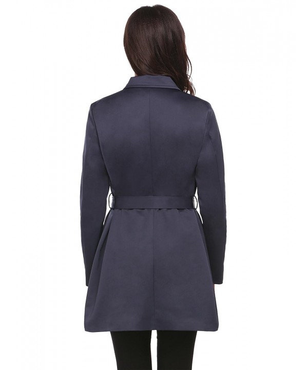 Women's Colorblock Thigh-Length Double-Breasted Trench Coat With ...