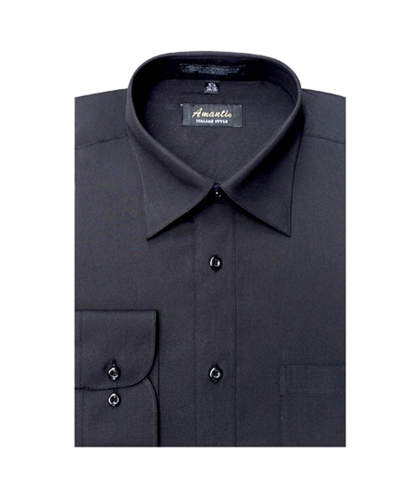 Black Colored Men's Dress Shirt Classic Style 17.5-34/35 - C211C5Y50K1