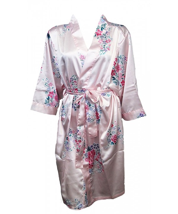 GirlEO Women's Satin Floral Bridal Party Robes With Maid Of Honor Title ...