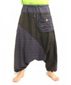 Baggy Harem Pants Two Tone Hippie Boho Chic Cotton - Blue/Black ...