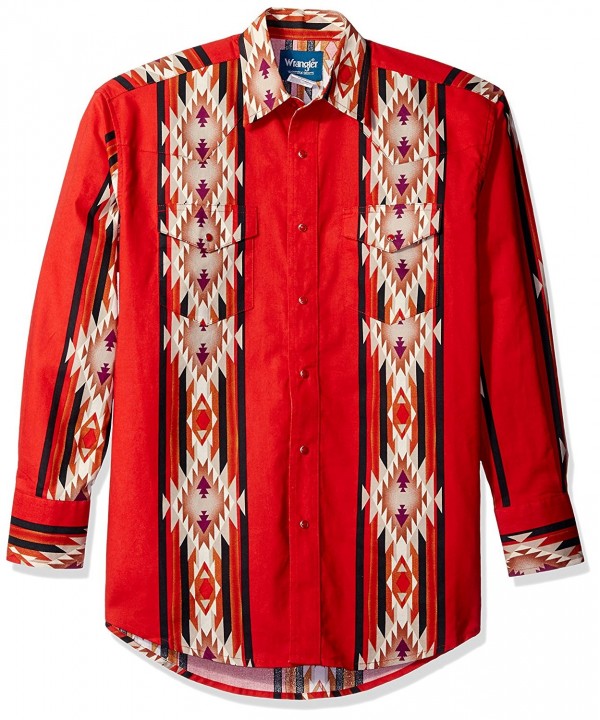 Men's Checotah Dress Western Long Sleeve Shirt - Red Aztec - CW12NZ2ZQP6