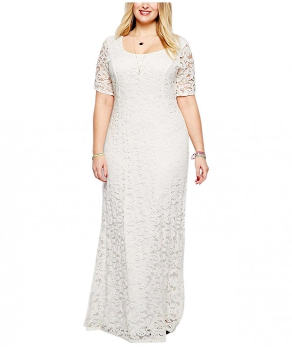 Women's Full Lace Plus Size Wedding Maxi Dress - White - C8124U0QP0B