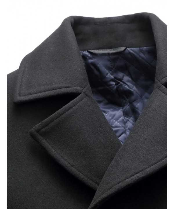 Men's Winter Coats Fashion Wool Pea Coat - 1883 Black - CL186I083OT