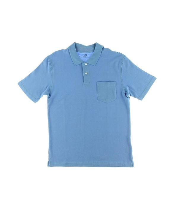 Mens Pique Front Pocket Polo Shirt - Brisk Blue - C612O4DPCYR