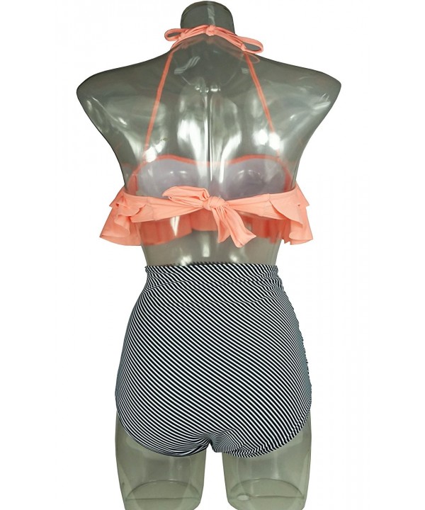 Women's Retro Boho Flounce Falbala High Waist Bikini Set Chic Swimsuit ...