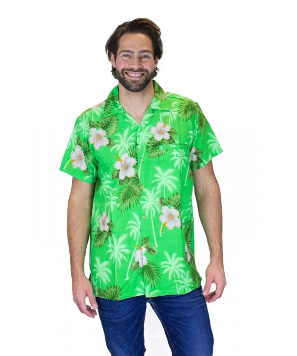 Funky Hawaiian Shirt For Men Short Sleeve Front-Pocket White Flower ...