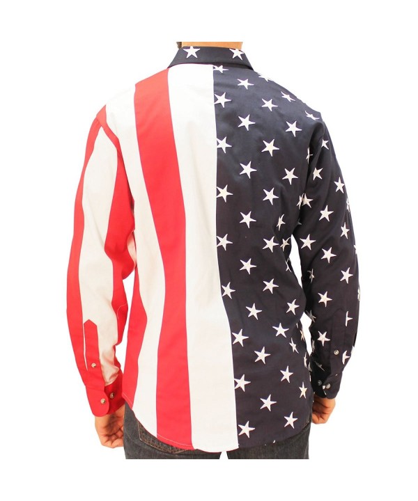 US Flag Long Sleeve Woven Sport Shirt - CK11GRQU17F